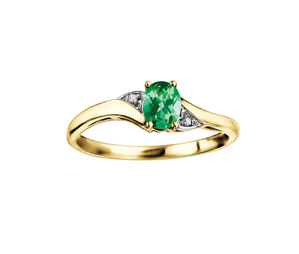 BAGUE EN OR 10K SERTIE D'UNE PIERRE DE NAISSANCE ET DE DIAMANTS - CR DX355YEM - BIJOUX CANADIEN BAGUE EN OR 10K SERTIE D'UNE PIERRE DE NAISSANCE ET DE DIAMANTS - CR DX355YEM - BIJOUX CANADIEN