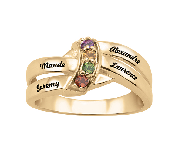 BAGUE FAMILIALE EN ARGENT OU EN OR SERTIE DE 2 À 4 PIERRES - PG 40474Y/14 - PERSONALIZED GEM BAGUE FAMILIALE EN ARGENT OU EN OR SERTIE DE 2 À 4 PIERRES - PG 40474Y/14 - PERSONALIZED GEM