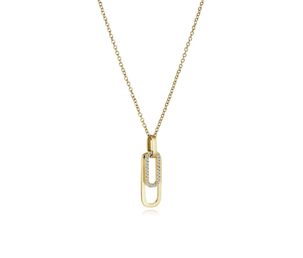 PENDENTIF DOUBLE OVAL EN ACIER OU ACIER/PVD OR SERTI DE CUBIQUES ZIRCONIAS ET SA CHAINE - IG SWP138GO - VELORIA PENDENTIF DOUBLE OVAL EN ACIER OU ACIER/PVD OR SERTI DE CUBIQUES ZIRCONIAS ET SA CHAINE - IG SWP138GO - VELORIA