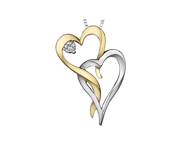 JOLI PENDENTIF COEUR EN OR 10K 2 TONS SERTI D'UN DIAMANT CANADIEN - CR AM386Y - DIAMANT CANADIEN JOLI PENDENTIF COEUR EN OR 10K 2 TONS SERTI D'UN DIAMANT CANADIEN - CR AM386Y - DIAMANT CANADIEN