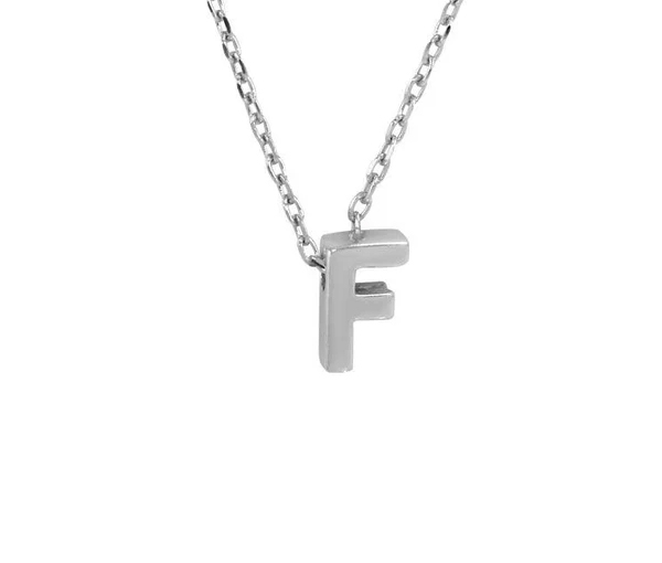 PENDENTIF LETTRE DE L'ALPHABET EN ARGENT RHODIÉ ET SA CHAINE - SP JCP00001/F - BIJOUX D'IMPORTATION PENDENTIF LETTRE DE L'ALPHABET EN ARGENT RHODIÉ ET SA CHAINE - SP JCP00001/F - BIJOUX D'IMPORTATION