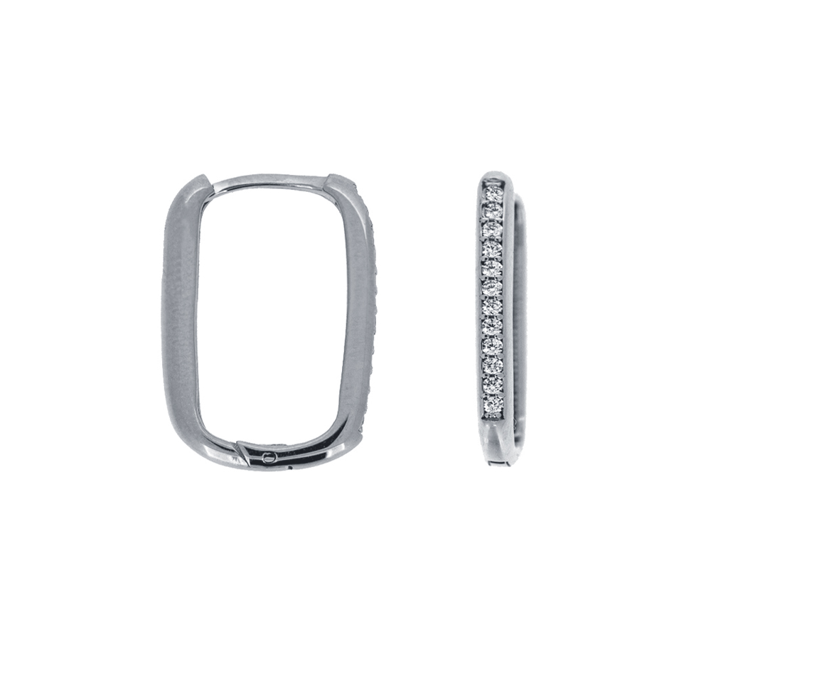 Boucles oreilles anneaux en or 10K huggies de style ''paperclip'' serti de CZ 10X14MM 2MM - UZ EE3010 02 - BIJOUX D'IMPORTATION Boucles oreilles anneaux en or 10K huggies de style ''paperclip'' serti de CZ 10X14MM 2MM - UZ EE3010 02 - BIJOUX D'IMPORTATION
