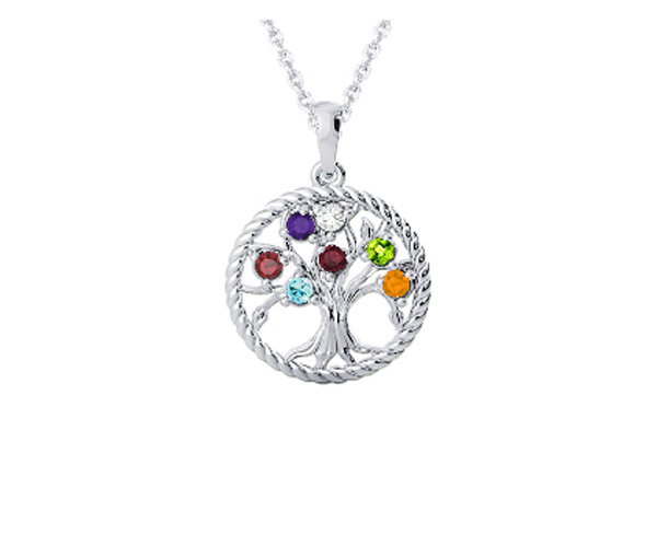 PENDENTIF FAMILIAL ARBRE DE VIE EN ARGENT OU EN OR 10K SERTI DE PIERRES VÉRITABLES - BH FG103PW - BEVERLY HILLS PENDENTIF FAMILIAL ARBRE DE VIE EN ARGENT OU EN OR 10K SERTI DE PIERRES VÉRITABLES - BH FG103PW - BEVERLY HILLS