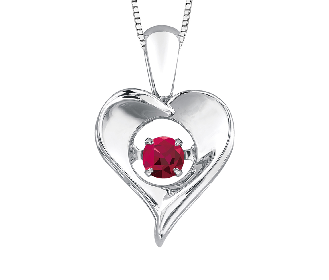 PENDENTIF COEUR EN ARGENT SERTI D'UNE PIERRE DE NAISSANCE DANSANTE - CR DX664SRU - BIJOUX CANADIEN PENDENTIF COEUR EN ARGENT SERTI D'UNE PIERRE DE NAISSANCE DANSANTE - CR DX664SRU - BIJOUX CANADIEN