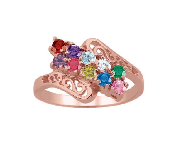 BAGUE FAMILIALE EN ARGENT OU EN OR 10K SERTIE DE 2-12 PIERRES - PG 20192R - PERSONALIZED GEM BAGUE FAMILIALE EN ARGENT OU EN OR 10K SERTIE DE 2-12 PIERRES - PG 20192R - PERSONALIZED GEM