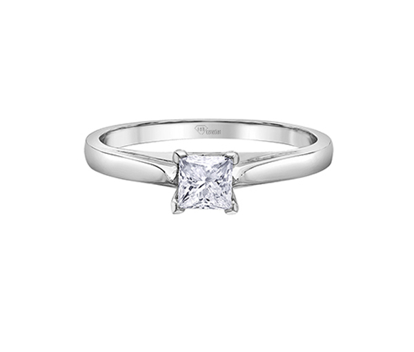 BAGUE STYLE SOLITAIRE EN OR 14K BLANC SERTIE D'UN DIAMANT CANADIEN PRINCESSE - CR AM496W40 - DIAMANT CANADIEN BAGUE STYLE SOLITAIRE EN OR 14K BLANC SERTIE D'UN DIAMANT CANADIEN PRINCESSE - CR AM496W40 - DIAMANT CANADIEN