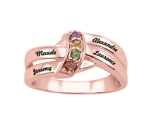 BAGUE FAMILIALE EN ARGENT OU EN OR SERTIE DE 2 À 4 PIERRES - PG 40474R/14 - PERSONALIZED GEM BAGUE FAMILIALE EN ARGENT OU EN OR SERTIE DE 2 À 4 PIERRES - PG 40474R/14 - PERSONALIZED GEM