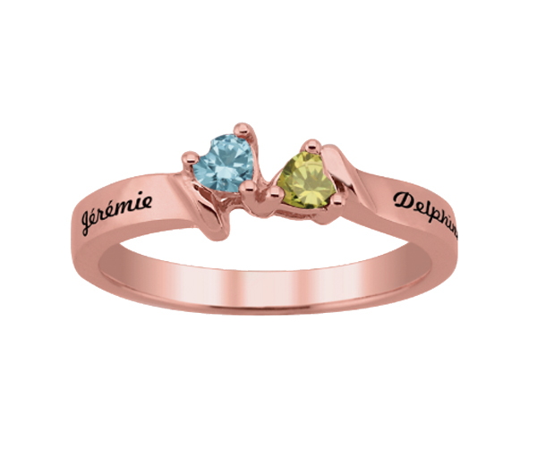 BAGUE FAMILLIALE EN ARGENT OU EN OR SERTIE DE 2 PIERRES - PG 40032R - PERSONALIZED GEM BAGUE FAMILLIALE EN ARGENT OU EN OR SERTIE DE 2 PIERRES - PG 40032R - PERSONALIZED GEM