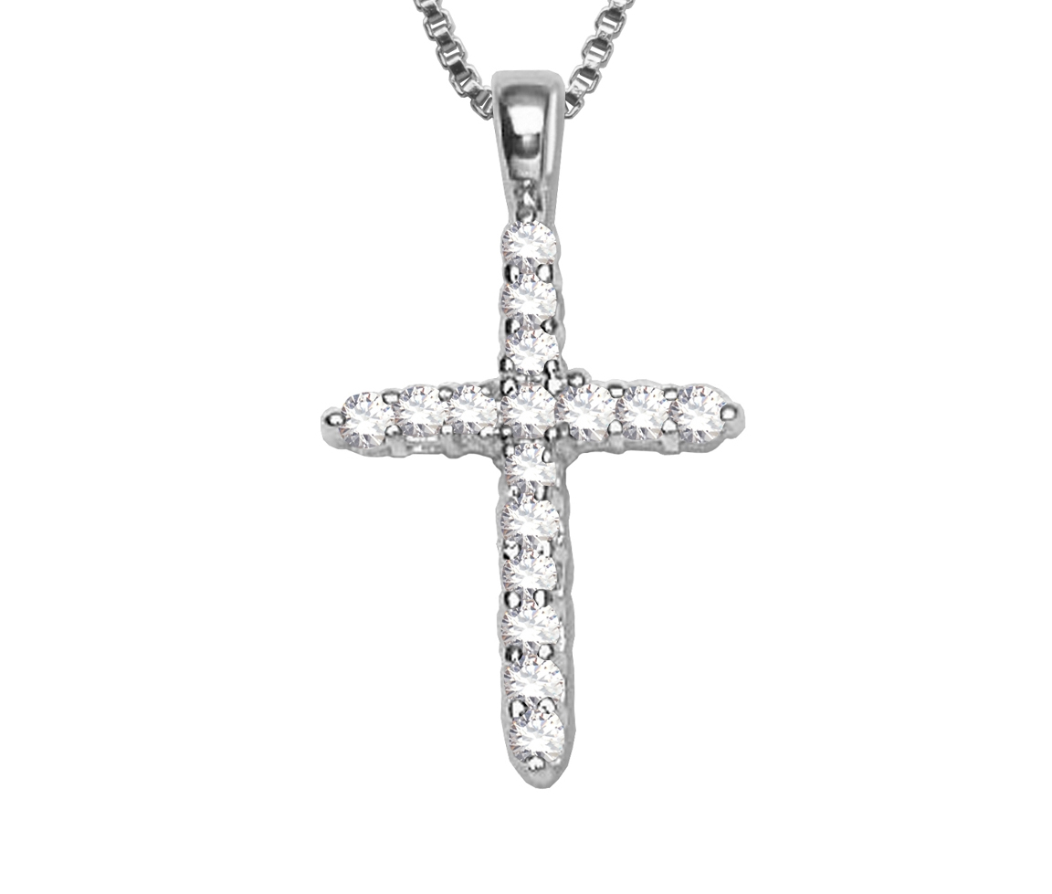 PENDENTIF CROIX EN ARGENT RHODIÉ SERTI DE CUBIQUES ZIRCONIAS - PJ 63L0080032 - ELLE PENDENTIF CROIX EN ARGENT RHODIÉ SERTI DE CUBIQUES ZIRCONIAS - PJ 63L0080032 - ELLE