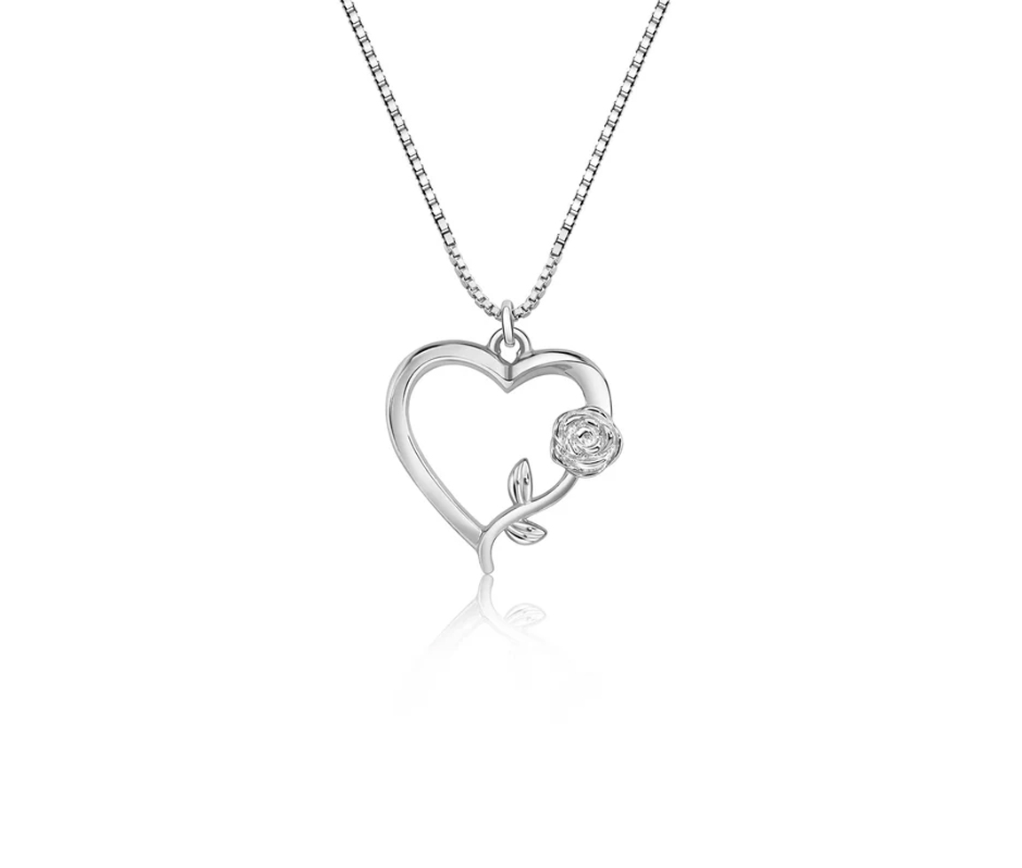 PENDENTIF COEUR/ROSE AJOURÉ EN ARGENT RHODIÉ - SP SOP00183 - BIJOUX D'IMPORTATION PENDENTIF COEUR/ROSE AJOURÉ EN ARGENT RHODIÉ - SP SOP00183 - BIJOUX D'IMPORTATION