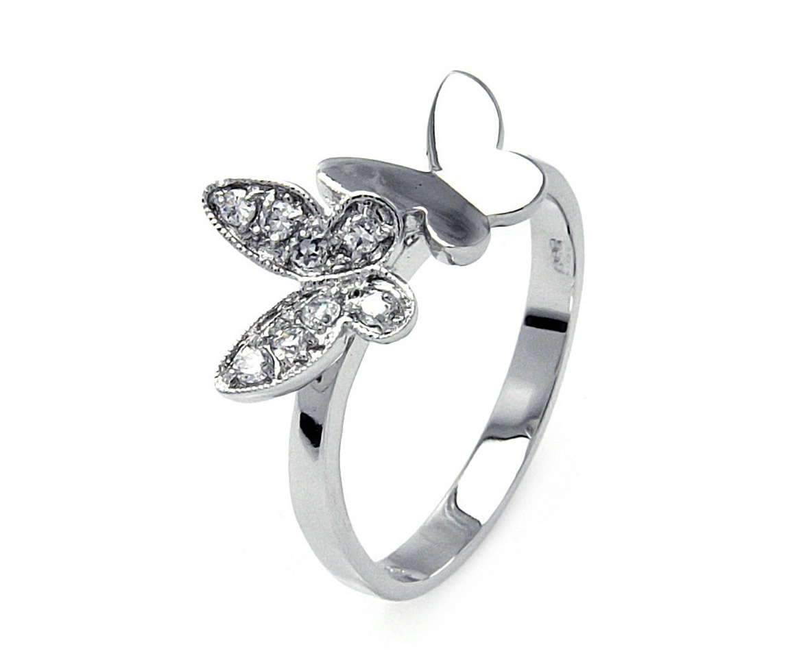 BAGUE DOUBLE PAPILLON EN ARGENT RHODIÉ SERTIE DE CUBIQUES ZIRCONIAS - SP BGR00538 - BIJOUX D'IMPORTATION BAGUE DOUBLE PAPILLON EN ARGENT RHODIÉ SERTIE DE CUBIQUES ZIRCONIAS - SP BGR00538 - BIJOUX D'IMPORTATION