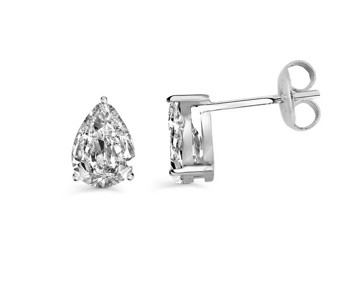 BOUCLES FIXES EN ACIER SERTIES DE CUBIQUES ZIRCONIAS DE TAILLE POIRE - IG SEA340 - VELORIA BOUCLES FIXES EN ACIER SERTIES DE CUBIQUES ZIRCONIAS DE TAILLE POIRE - IG SEA340 - VELORIA