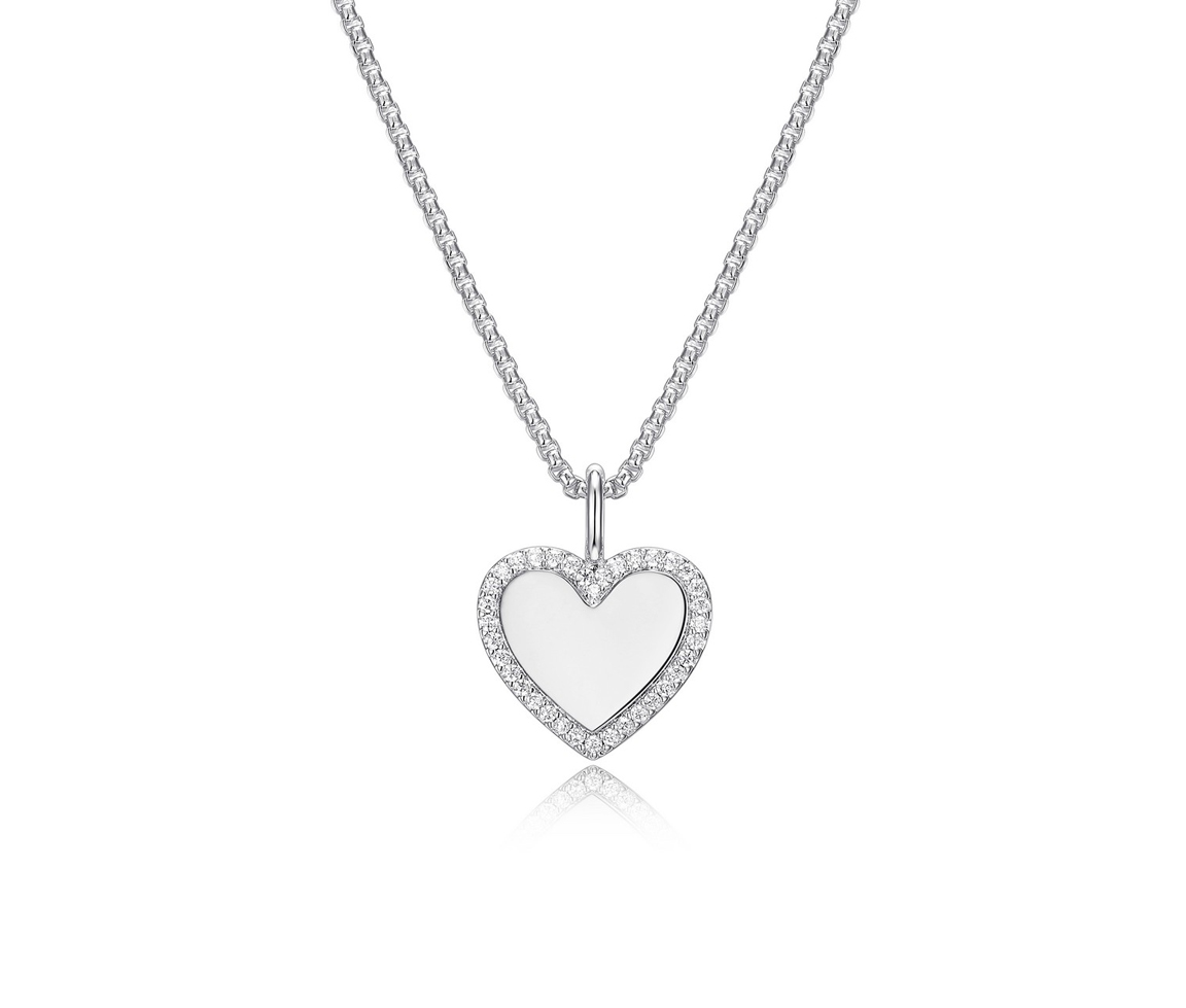 PENDENTIF COEUR EN ARGENT RHODIÉ SERTI DE CUBIQUES ZIRCONIAS ET SA CHAINE - PJ R3AV4E00ZZ - REIGN PENDENTIF COEUR EN ARGENT RHODIÉ SERTI DE CUBIQUES ZIRCONIAS ET SA CHAINE - PJ R3AV4E00ZZ - REIGN