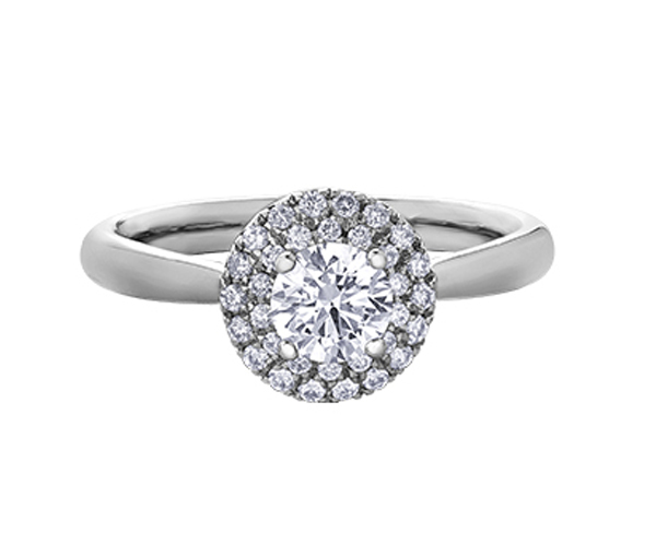 BAGUE EN OR BLANC SERTIE D'UN DIAMANT CANADIEN ET DE DIAMANTS - CR 30526W70 - BIJOUX CANADIEN BAGUE EN OR BLANC SERTIE D'UN DIAMANT CANADIEN ET DE DIAMANTS - CR 30526W70 - BIJOUX CANADIEN