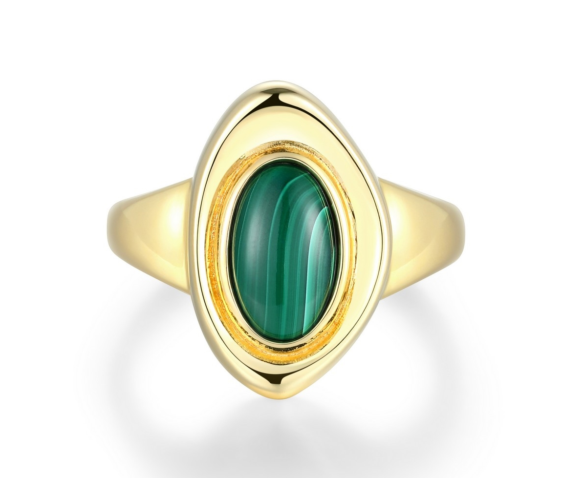 BAGUE ELLE EN ARGENT/PVD OR SERTIE DE MALACHITE - PJ 34LAKJ30A8 - ELLE BAGUE ELLE EN ARGENT/PVD OR SERTIE DE MALACHITE - PJ 34LAKJ30A8 - ELLE