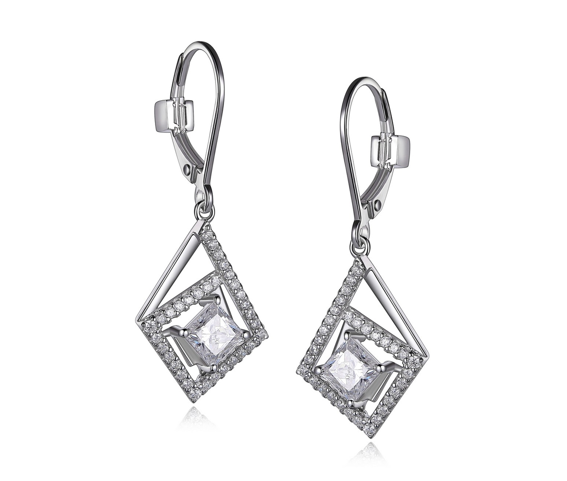 BOUCLES EN ARGENT RHODIÉ SERTIES DE CUBIQUES ZIRCONIAS AVEC ATTACHES FRANÇAISES - PJ R2LC7Z0003 - ELLE BOUCLES EN ARGENT RHODIÉ SERTIES DE CUBIQUES ZIRCONIAS AVEC ATTACHES FRANÇAISES - PJ R2LC7Z0003 - ELLE