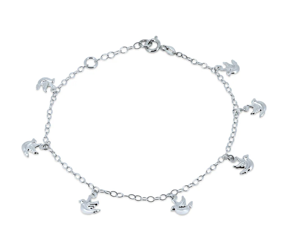 CHAINE DE CHEVILLE EN ARGENT RHODIÉ AVEC PETITES COLOMBES - SP DIA00008 - BIJOUX D'IMPORTATION CHAINE DE CHEVILLE EN ARGENT RHODIÉ AVEC PETITES COLOMBES - SP DIA00008 - BIJOUX D'IMPORTATION