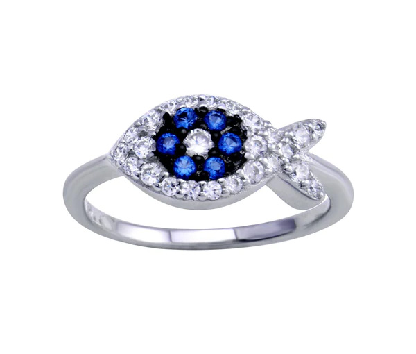 BAGUE POISSON EN ARGENT RHODIÉ SERTIEV DE CUBIQUES ZIRCONIAS BLEUS ET BLANCS - SP BGR01288/6 - BIJOUX D'IMPORTATION BAGUE POISSON EN ARGENT RHODIÉ SERTIEV DE CUBIQUES ZIRCONIAS BLEUS ET BLANCS - SP BGR01288/6 - BIJOUX D'IMPORTATION