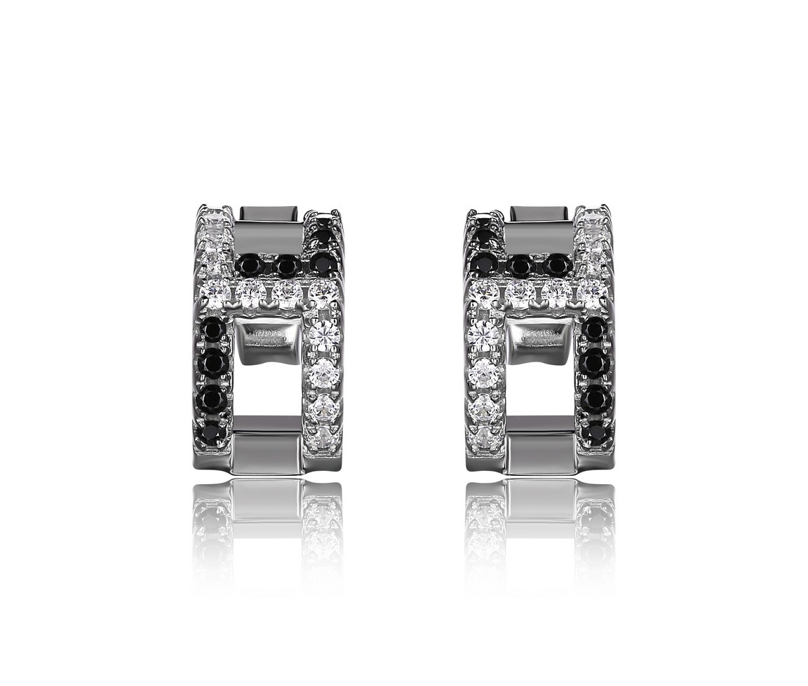 BOUCLES ELLE SERTIES DE CUBIQUES ZIRCONIAS NOIRS ET BLANCS - PJ R2LC8ZGK58 - ELLE BOUCLES ELLE SERTIES DE CUBIQUES ZIRCONIAS NOIRS ET BLANCS - PJ R2LC8ZGK58 - ELLE