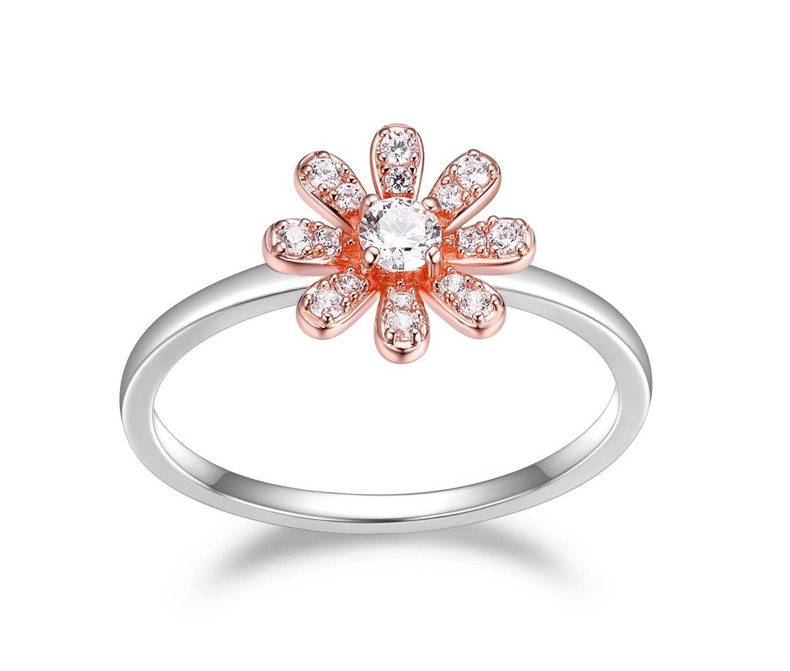 BAGUE MARGUERITE EN ARGENT RHODIÉ/PVD ROSE SERTIE DE CUBIQUES ZIRCONIAS BAGUE MARGUERITE EN ARGENT RHODIÉ/PVD ROSE SERTIE DE CUBIQUES ZIRCONIAS