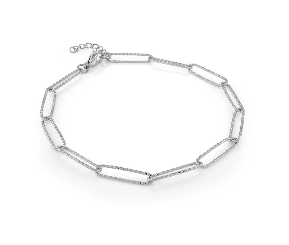 BRACELET PAPERCLIP TAILLÉ DIAMANT EN ACIER - IG SWB103 - VÉLORIA BRACELET PAPERCLIP TAILLÉ DIAMANT EN ACIER - IG SWB103 - VÉLORIA