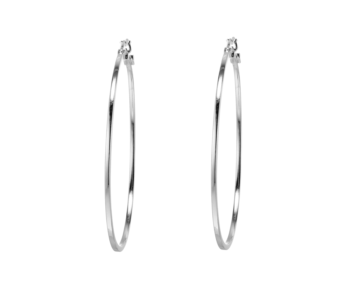 BOUCLES ANNEAUX ELLE EN ARGENT RHODIÉ UNI - PJ R2LCFJA00L - ELLE BOUCLES ANNEAUX ELLE EN ARGENT RHODIÉ UNI - PJ R2LCFJA00L - ELLE