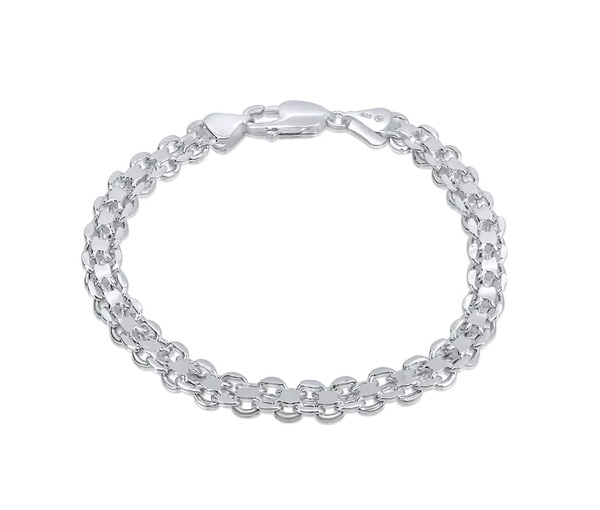 BRACELET EN ARGENT RHODIÉ À MAILLE DOUBLE - SP CHHB005 - BIJOUX D'IMPORTATION BRACELET EN ARGENT RHODIÉ À MAILLE DOUBLE - SP CHHB005 - BIJOUX D'IMPORTATION