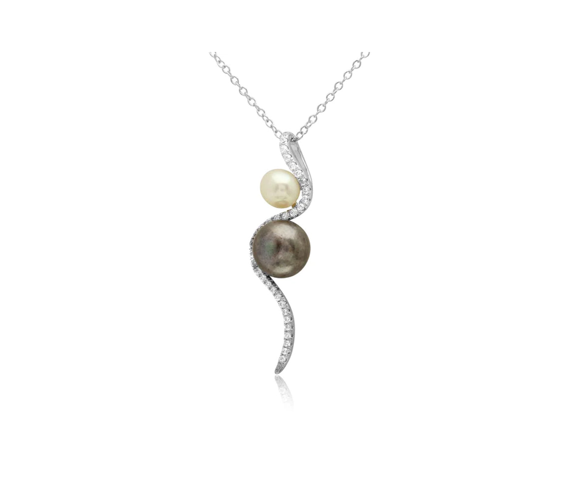 COLLIER EN ARGENT RHODIÉ SERTI DE PERLES D'EAU DOUCE ET DE CUBIQUES ZIRCONIAS - SP BGP01222 - BIJOUX D'IMPORTATION COLLIER EN ARGENT RHODIÉ SERTI DE PERLES D'EAU DOUCE ET DE CUBIQUES ZIRCONIAS - SP BGP01222 - BIJOUX D'IMPORTATION