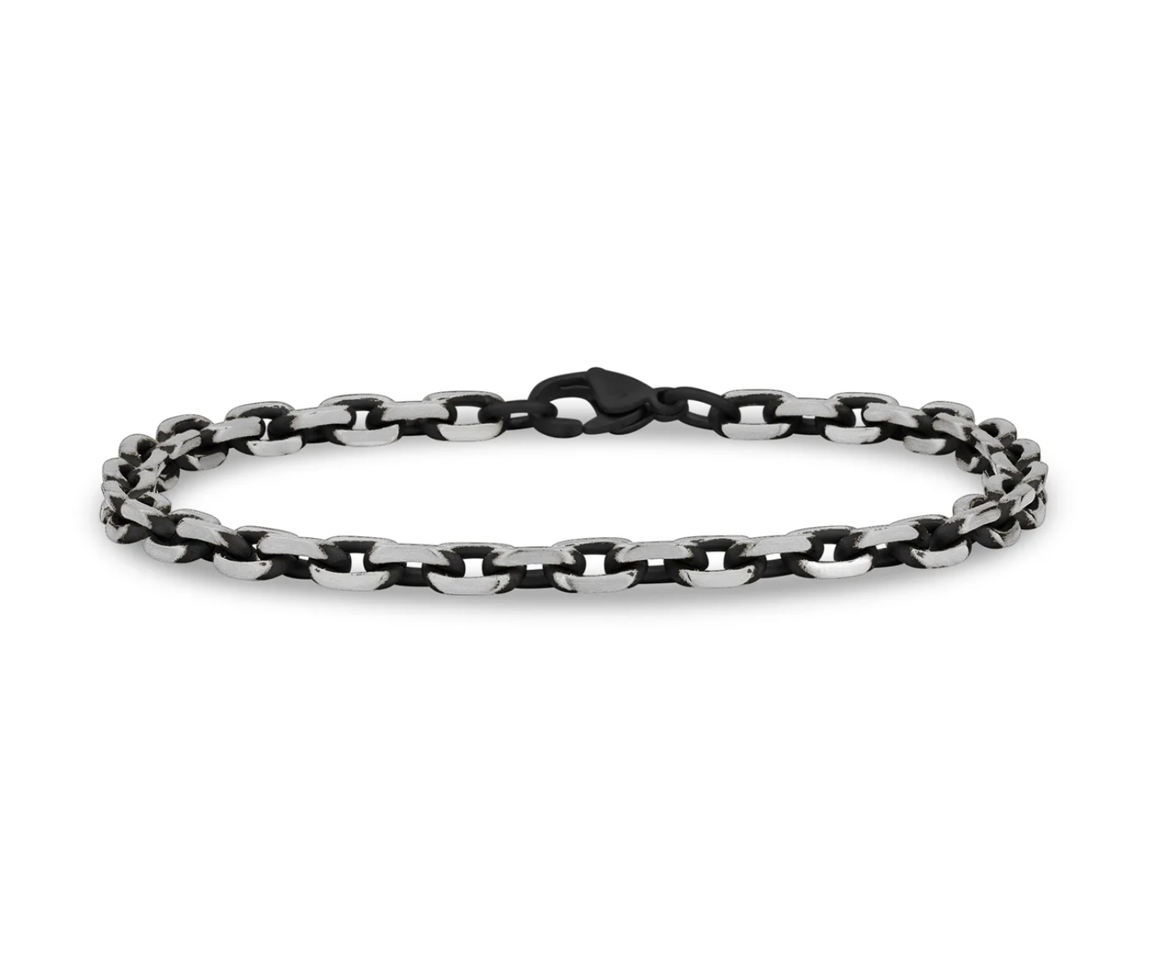 BRACELET EN ACIER/PVD NOIR 2 TONS À MAILLON D'ANCRAGE - AZ ASB334/08 - AREZZO BRACELET EN ACIER/PVD NOIR 2 TONS À MAILLON D'ANCRAGE - AZ ASB334/08 - AREZZO