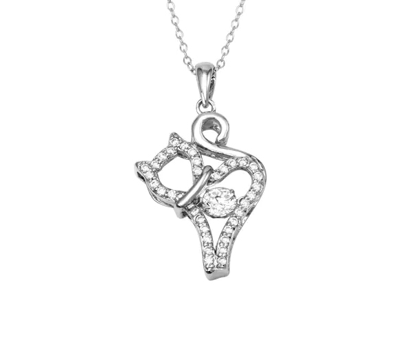 COLLIER CHAT EN ARGENT RHODIÉ SERTI D'UN CUBIQUE ZIRCONIA DANSANT ET DE CUBIQUES ZIRCONIAS - SP STP01687 - BIJOUX D'IMPORTATION COLLIER CHAT EN ARGENT RHODIÉ SERTI D'UN CUBIQUE ZIRCONIA DANSANT ET DE CUBIQUES ZIRCONIAS - SP STP01687 - BIJOUX D'IMPORTATION