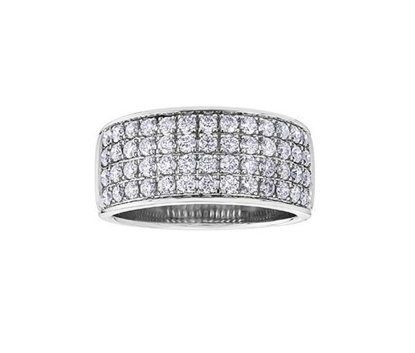 JONC SEMI-ÉTERNITÉ EN OR 10K BLANC SERTI DE DIAMANTS - CR DX851W 100 - BIJOUX CANADIEN JONC SEMI-ÉTERNITÉ EN OR 10K BLANC SERTI DE DIAMANTS - CR DX851W 100 - BIJOUX CANADIEN