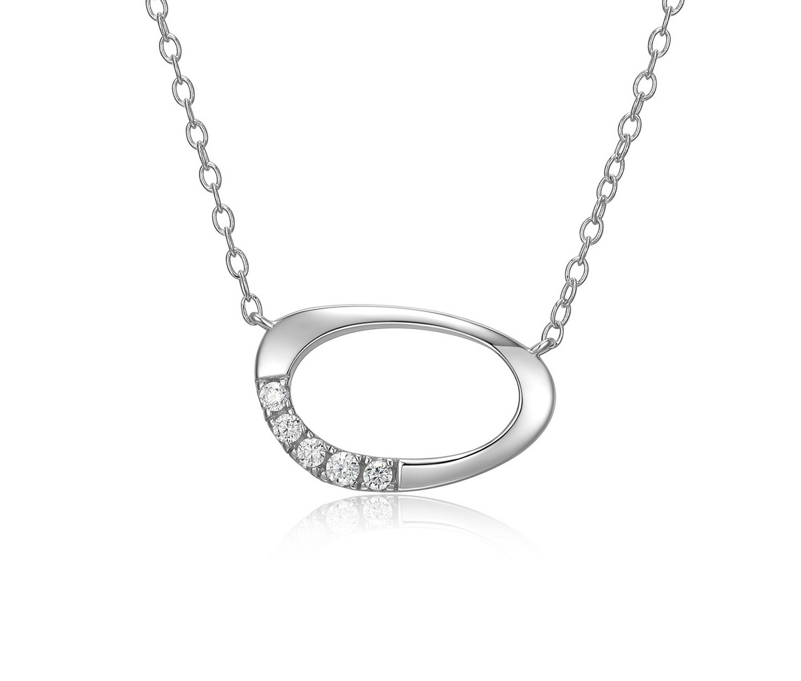 COLLIER ELLE EN ARGENT RHODIÉ CERCLE OVAL AJOURÉ SERTI DE CUBIQUES ZIRCONIAS - PJ R0LBW30014 - ELLE COLLIER ELLE EN ARGENT RHODIÉ CERCLE OVAL AJOURÉ SERTI DE CUBIQUES ZIRCONIAS - PJ R0LBW30014 - ELLE