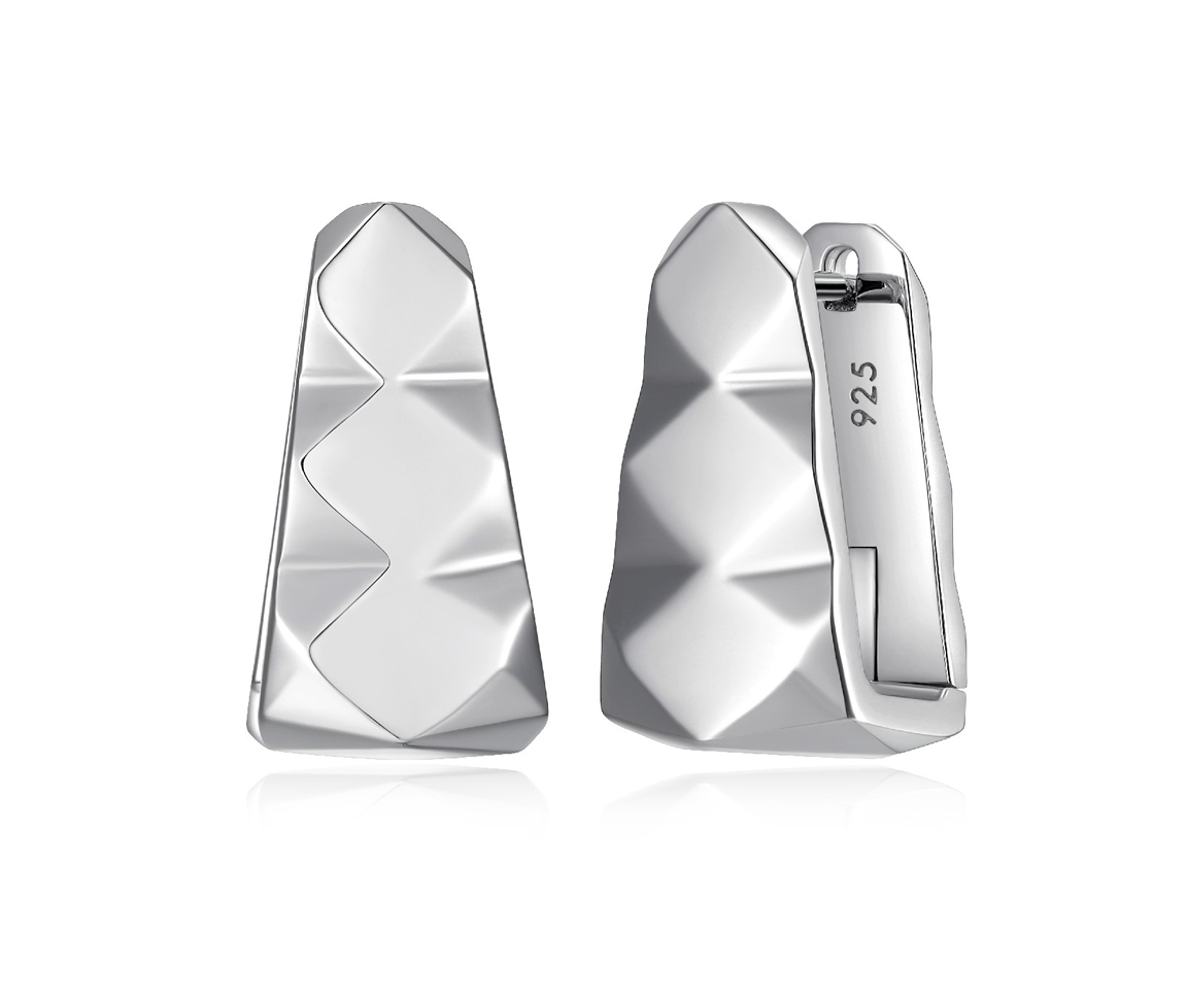 BOUCLES ANNEAUX TRIANGULAIRES MARTELÉES EN ARGENT RHODIÉ - PJ R2LCS3A0ZZ - ELLE BOUCLES ANNEAUX TRIANGULAIRES MARTELÉES EN ARGENT RHODIÉ - PJ R2LCS3A0ZZ - ELLE