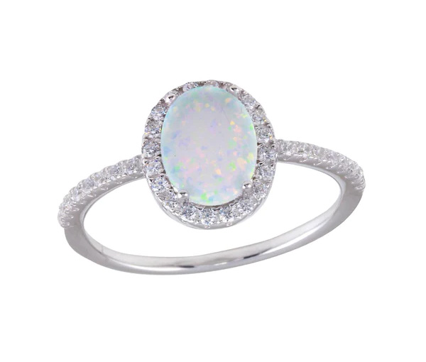 BAGUE EN ARGENT RHODIÉ SERTIE D'UNE OPALE SYNTHÉTIQUE OVALE ET DE CUBIQUES ZIRCONIAS - SP BGR01257/6 - BIJOUX D'IMPORTATION BAGUE EN ARGENT RHODIÉ SERTIE D'UNE OPALE SYNTHÉTIQUE OVALE ET DE CUBIQUES ZIRCONIAS - SP BGR01257/6 - BIJOUX D'IMPORTATION