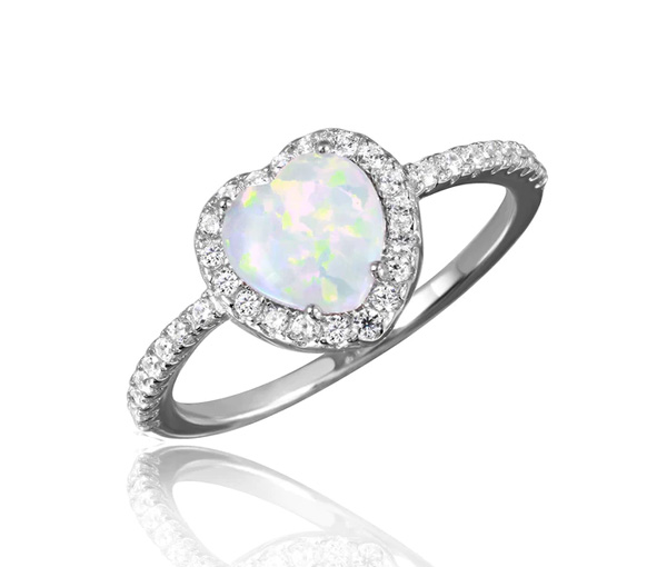 BAGUE COEUR EN ARGENT RHODIÉ SERTIE D'UNE OPALE SYNTHÉTIQUE ET DE CUBIQUES ZIRCONIAS - SP BGR01046/7 - BIJOUX D'IMPORTATION BAGUE COEUR EN ARGENT RHODIÉ SERTIE D'UNE OPALE SYNTHÉTIQUE ET DE CUBIQUES ZIRCONIAS - SP BGR01046/7 - BIJOUX D'IMPORTATION
