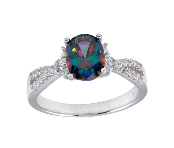 BAGUE EN ARGENT RHODIÉ SERTIE D'UN TOPQAZE MYSTIQUE SYNTHÉTIQUE ET DE CUBIQUES ZIRCONIAS - SP BGR01248/7 - BIJOUX D'IMPORTATION BAGUE EN ARGENT RHODIÉ SERTIE D'UN TOPQAZE MYSTIQUE SYNTHÉTIQUE ET DE CUBIQUES ZIRCONIAS - SP BGR01248/7 - BIJOUX D'IMPORTATION