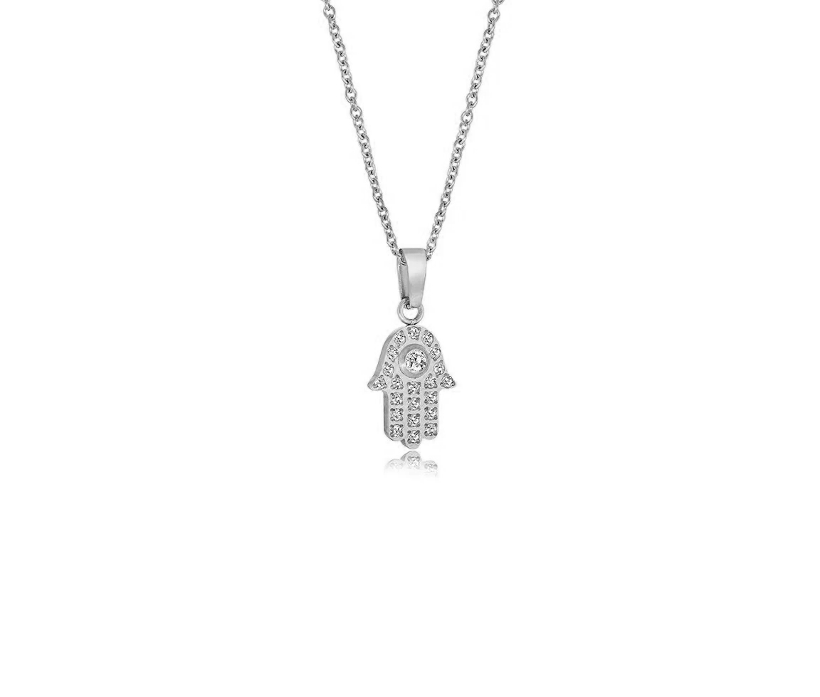 PENDENTIF MAIN DE FATIMA EN ACIER SERTI DE CUBIQUES ZIRCONIAS ET SA CHAINE - IG SWP102 - ITALGEM PENDENTIF MAIN DE FATIMA EN ACIER SERTI DE CUBIQUES ZIRCONIAS ET SA CHAINE - IG SWP102 - ITALGEM