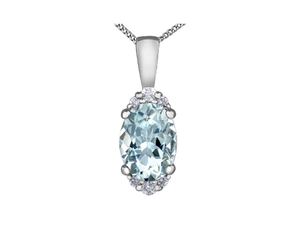 PENDENTIF EN OR BLANC SERTI D'UNE AIGUE-MARINE ET DE DIAMANTS - CR DD7957WAQ - BIJOUX CANADIEN PENDENTIF EN OR BLANC SERTI D'UNE AIGUE-MARINE ET DE DIAMANTS - CR DD7957WAQ - BIJOUX CANADIEN