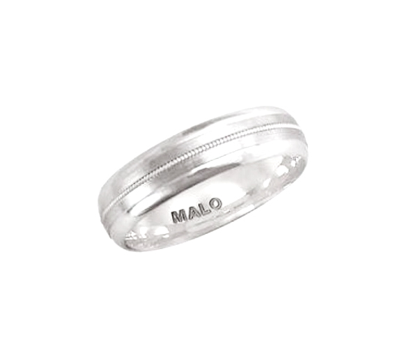 JONC POUR HOMME EN OR 10K BLANC AVEC MILGRAIN AU CENTRE CONFORT - ML JM879/6W - MALO JONC POUR HOMME EN OR 10K BLANC AVEC MILGRAIN AU CENTRE CONFORT - ML JM879/6W - MALO