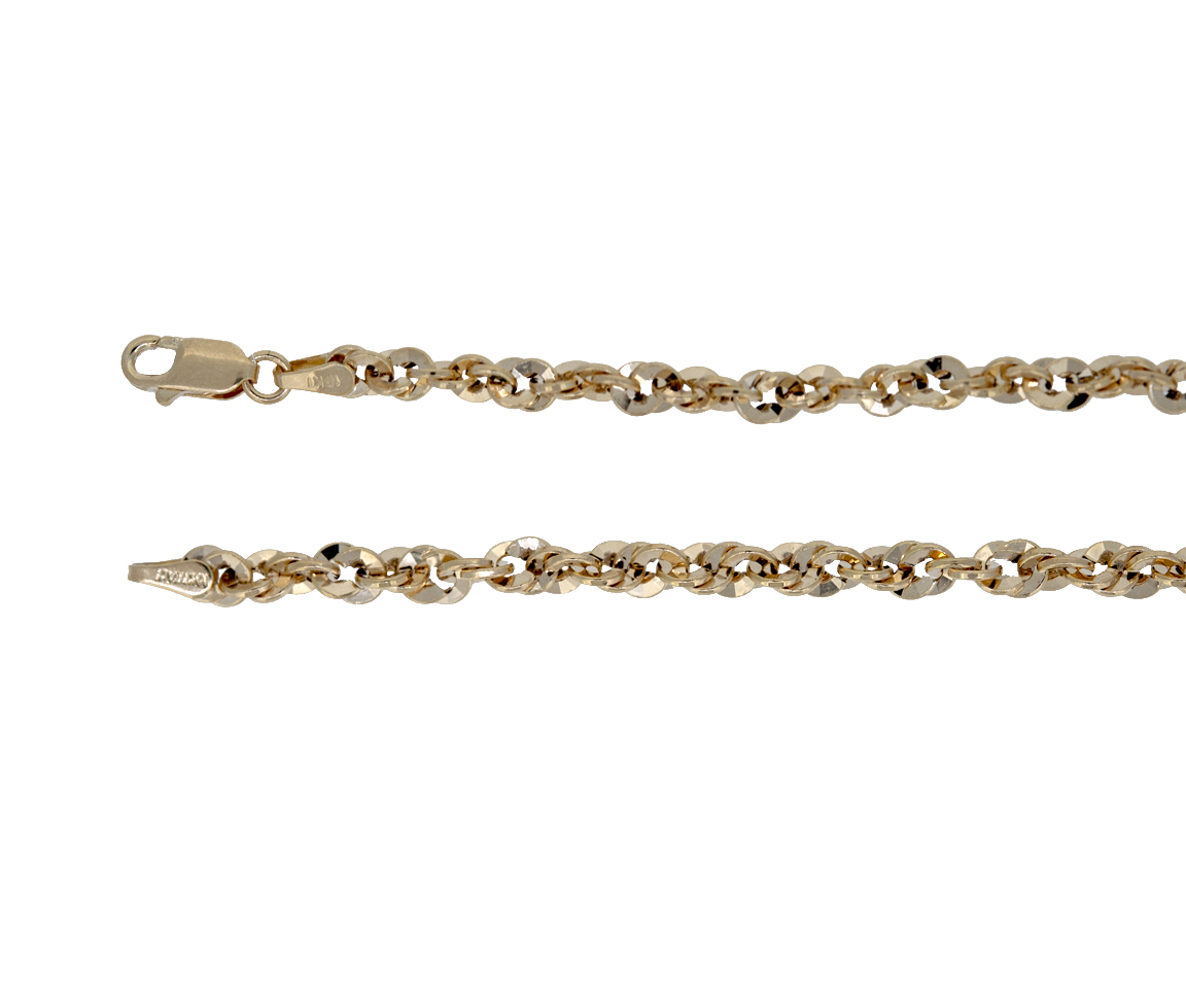 CHAINE 10K TORSADE TAILLE DIAMANT 20 - S IRID375Y20 - BIJOUX D'IMPORTATION CHAINE 10K TORSADE TAILLE DIAMANT 20 - S IRID375Y20 - BIJOUX D'IMPORTATION