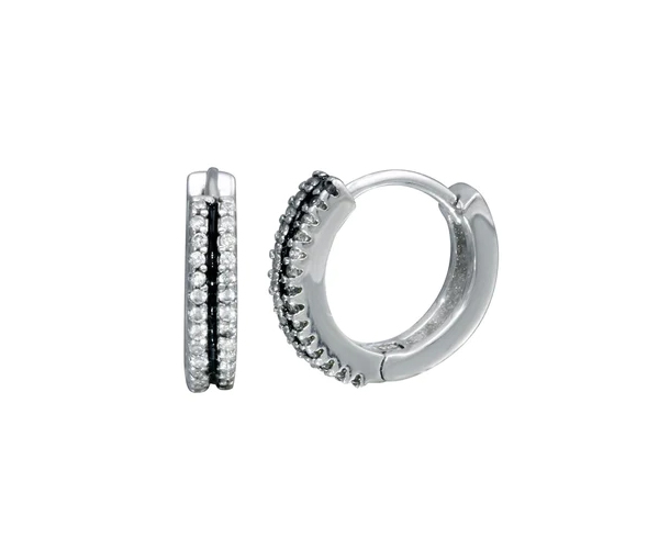 BOUCLES HUGGIES EN ARGENT RHODIÉ SERTIES DE 2 RANGS DE CUBIQUES ZIRCONIAS - SP STE01325 - BIJOUX D'IMPORTATION BOUCLES HUGGIES EN ARGENT RHODIÉ SERTIES DE 2 RANGS DE CUBIQUES ZIRCONIAS - SP STE01325 - BIJOUX D'IMPORTATION