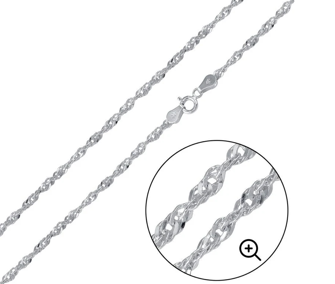 CHAINE EN ARGENT À MAILLE SINGAPOUR - SP CH516/22 - BIJOUX D'IMPORTATION CHAINE EN ARGENT À MAILLE SINGAPOUR - SP CH516/22 - BIJOUX D'IMPORTATION