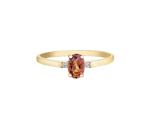 BAGUE EN OR SERTIE D'UN TOPAZE SUNRISE ET DE DIAMANTS - CR DD7525 - BIJOUX CANADIEN BAGUE EN OR SERTIE D'UN TOPAZE SUNRISE ET DE DIAMANTS - CR DD7525 - BIJOUX CANADIEN