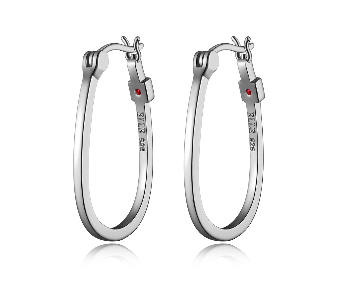 BOUCLES ANNEAUX OVALES EN ARGENT RHODIÉ UNIES - PJ R2LCBLA00J - ELLE BOUCLES ANNEAUX OVALES EN ARGENT RHODIÉ UNIES - PJ R2LCBLA00J - ELLE