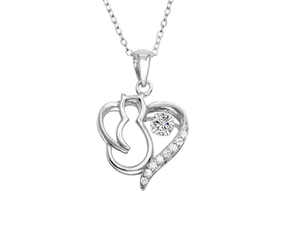 COLLIER COEUR/CHAT EN ARGENT RHODIÉ SERTI D'UN CUBIQUE ZIRCONIA DANSANT ET DE CUBIQUES ZIRCONIAS - SP STP01685 - BIJOUX D'IMPORTATION COLLIER COEUR/CHAT EN ARGENT RHODIÉ SERTI D'UN CUBIQUE ZIRCONIA DANSANT ET DE CUBIQUES ZIRCONIAS - SP STP01685 - BIJOUX D'IMPORTATION