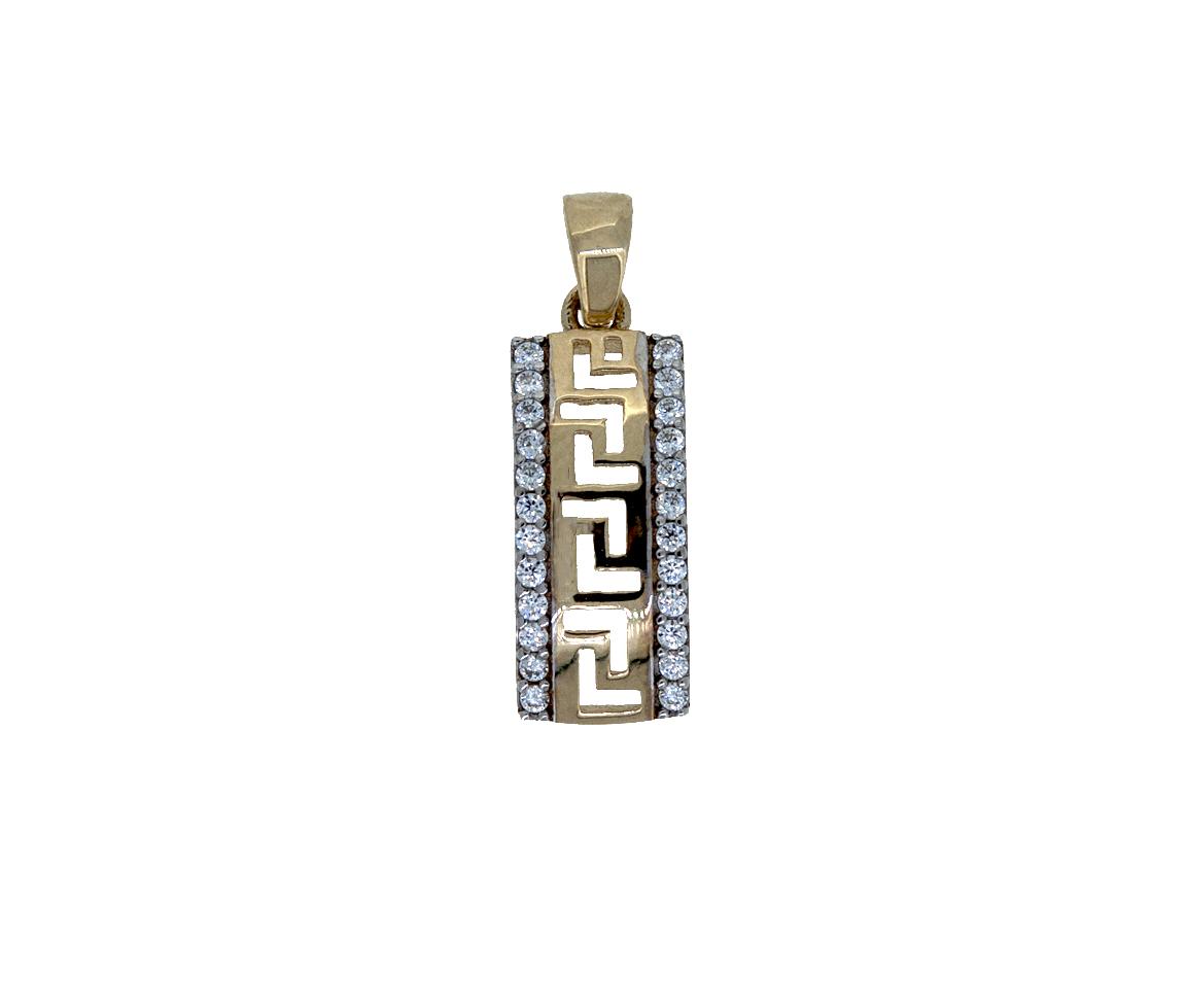PENDENTIF EN OR 10K 2 TONS À MOTIF VERSACE SERTI DE CUBIQUES ZIRCONIAS - S PEN02 - BIJOUX D'IMPORTATION PENDENTIF EN OR 10K 2 TONS À MOTIF VERSACE SERTI DE CUBIQUES ZIRCONIAS - S PEN02 - BIJOUX D'IMPORTATION