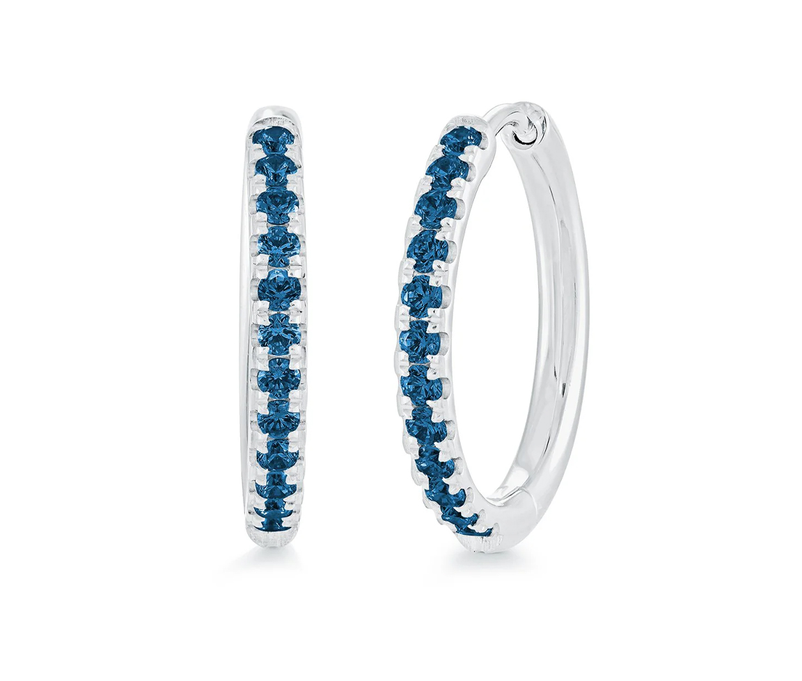 BOUCLES HUGGIES EN ACIER SERTIES DE CUBIQUES ZIRCONIAS BLEUS FONCÉS - IG SEA427 - VÉLORIA BOUCLES HUGGIES EN ACIER SERTIES DE CUBIQUES ZIRCONIAS BLEUS FONCÉS - IG SEA427 - VÉLORIA