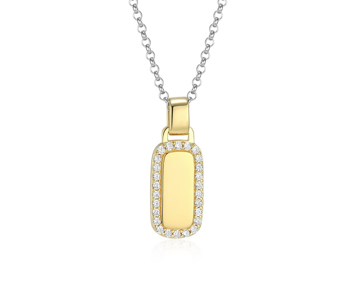 PENDENTIF DOG TAG EN ARGENT RHODIÉ/PVD OR 2 TONS SERTI DE CUBIQUES ZIRCONIAS - PJ R0LC009746 - ELLE PENDENTIF DOG TAG EN ARGENT RHODIÉ/PVD OR 2 TONS SERTI DE CUBIQUES ZIRCONIAS - PJ R0LC009746 - ELLE