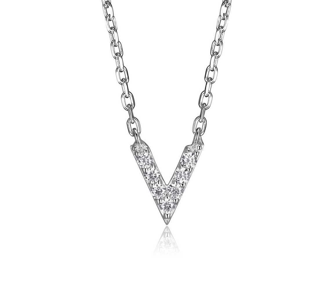 COLLIER EN ARGENT RHODIÉ AVEC V SERTI DE CUBIQUES ZIRCONIAS - PJ R0A95S0018 - REIGN COLLIER EN ARGENT RHODIÉ AVEC V SERTI DE CUBIQUES ZIRCONIAS - PJ R0A95S0018 - REIGN