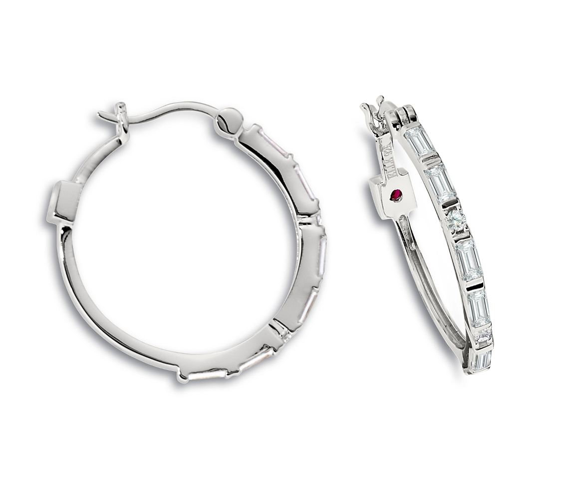 BOUCLES ANNEAUX EN ARGENT RHODIÉ SERTIES DE CUBIQUES ZIRCONIAS - PJ R2LBDT000K - ELLE BOUCLES ANNEAUX EN ARGENT RHODIÉ SERTIES DE CUBIQUES ZIRCONIAS - PJ R2LBDT000K - ELLE